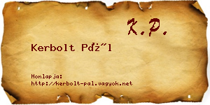 Kerbolt Pál névjegykártya